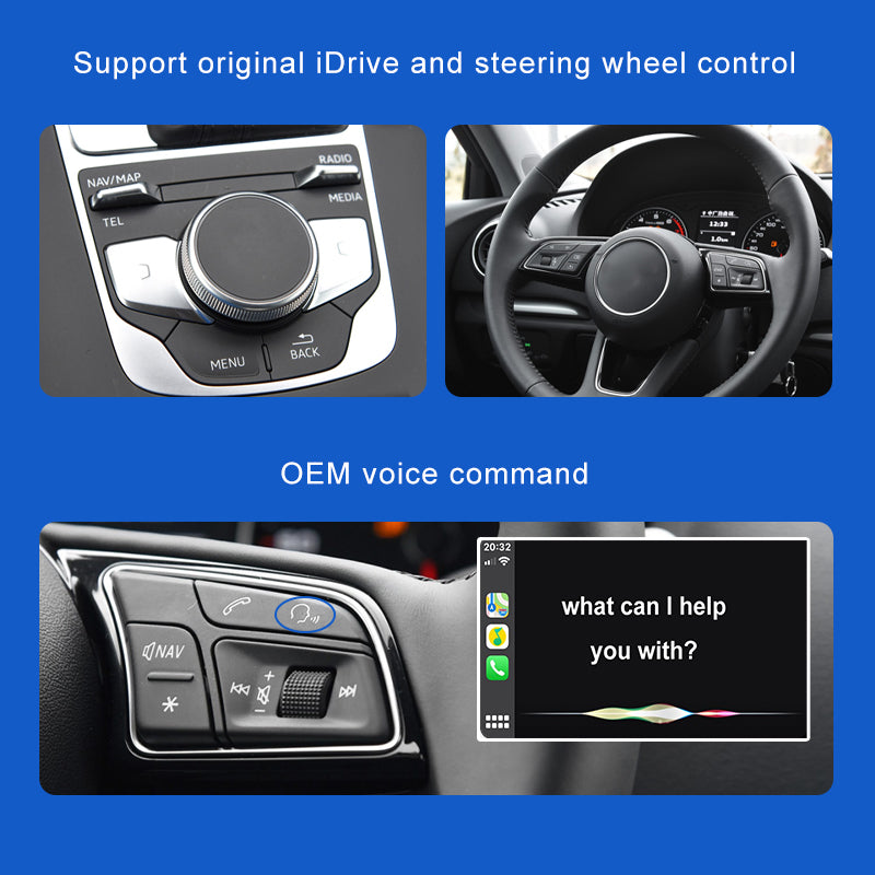 iManAuto Wireless Carplay Android Auto Interface For Audi A3 A4 A5 Q2 Q5L Q7 2014-2018 Rear Camera Car Play Module