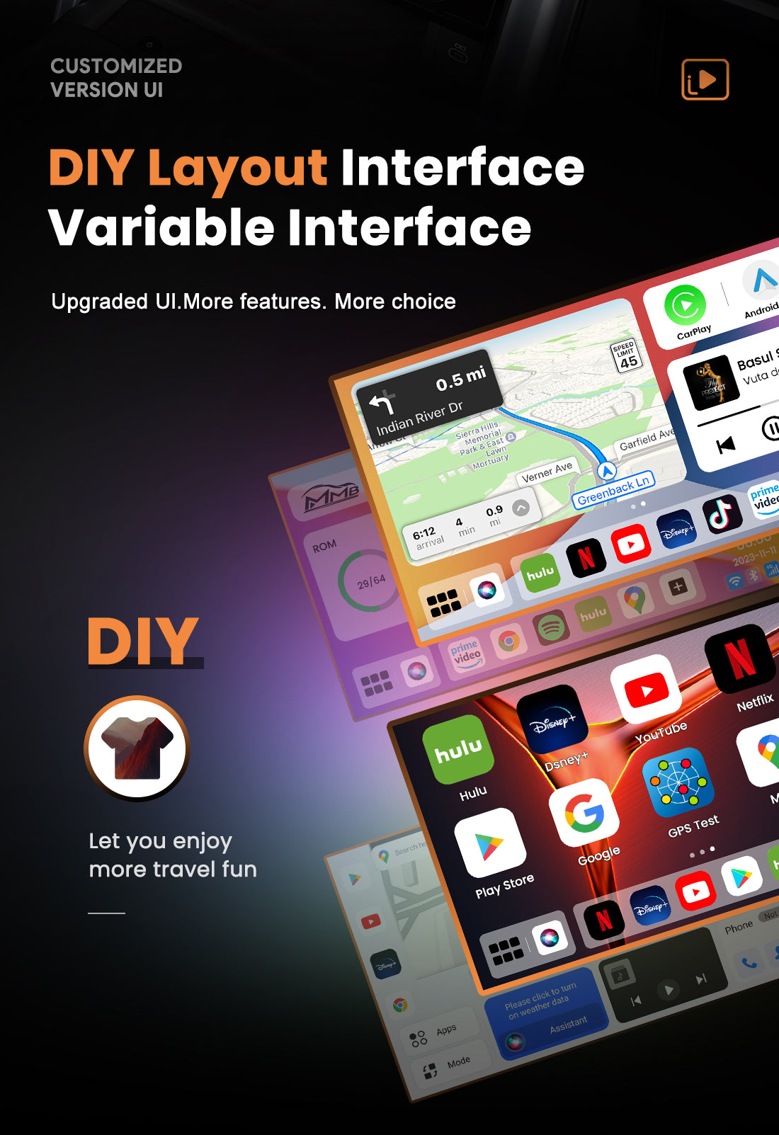 iManAuto CarPlay AI Box LED QCM6125 Android 13 Wireless CarPlay Android Auto Smart AI Box 4GLTE with SIM TF Port FOTA Upgrade 8G+128G