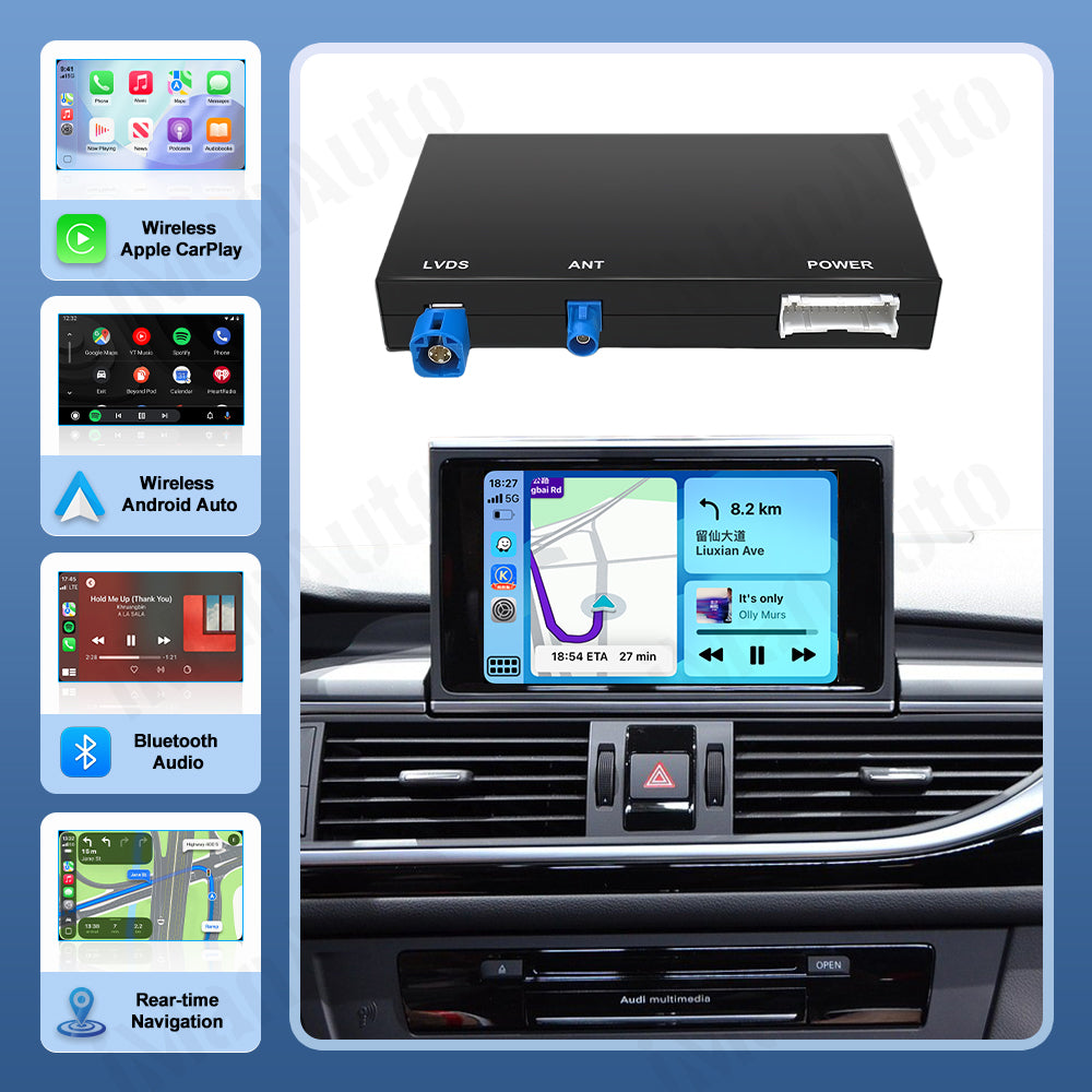 iManAuto Wireless CarPlay Module for Audi A6 A7 C7 2012-2018, Plug and Play, Support Android Auto & Rear Camera