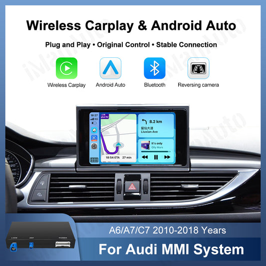 iManAuto Wireless CarPlay Module for Audi A6 A7 C7 2012-2018, Plug and Play, Support Android Auto & Rear Camera