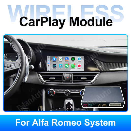 iManAuto Wireless Carplay Android Auto Module for Alfa Romeo Stelvio Giulia 2017-2019 Compatible with OEM BT Audio