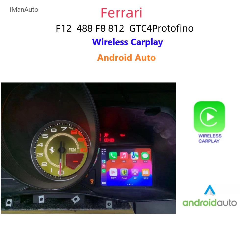 iManAuto Wireless Carplay Module Android Auto for Ferrari 458 488 F8 F12 812 GTC4 Protofino