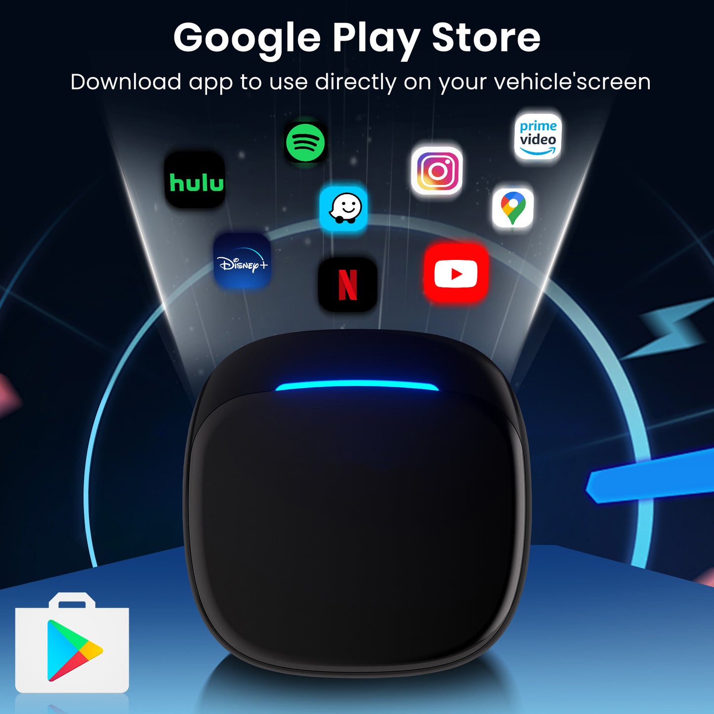iManAuto CarPlay AI Box LED QCM6125 Android 13 Wireless CarPlay Android Auto Smart AI Box 4GLTE with SIM TF Port FOTA Upgrade 8G+128G