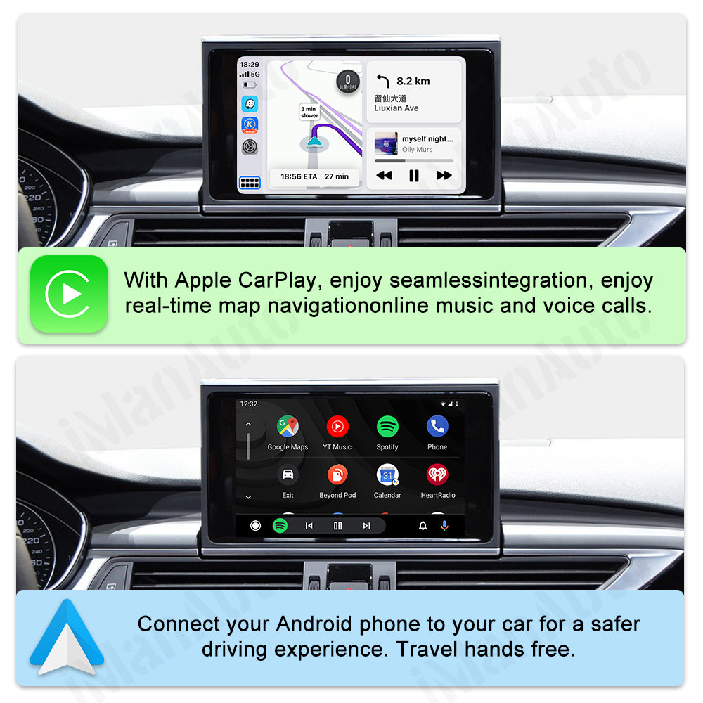 iManAuto Wireless CarPlay Module for Audi A6 A7 C7 2012-2018, Plug and Play, Support Android Auto & Rear Camera