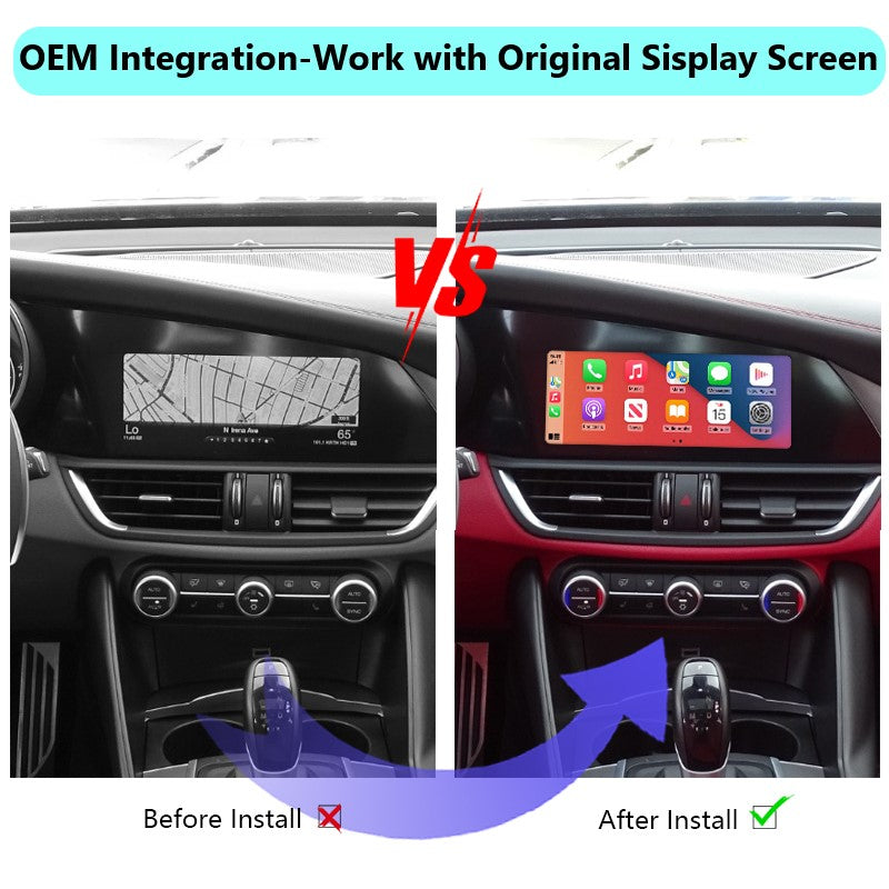 iManAuto Wireless Carplay Android Auto Module for Alfa Romeo Stelvio Giulia 2017-2019 Compatible with OEM BT Audio