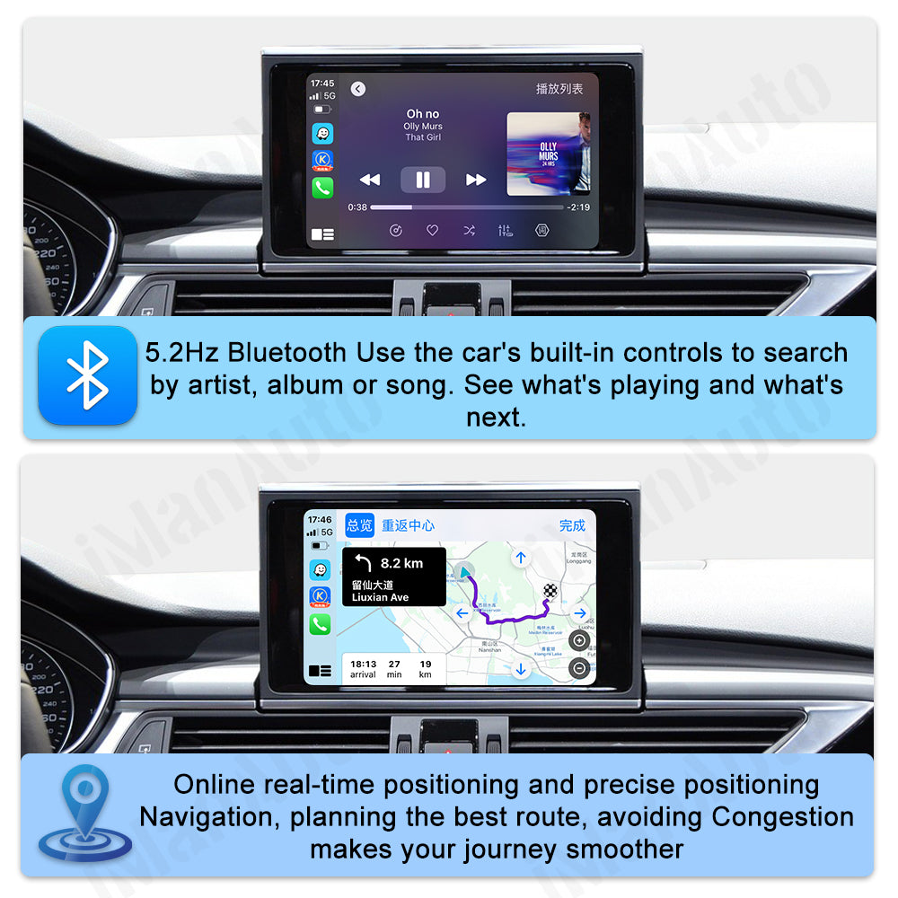 iManAuto Wireless CarPlay Module for Audi A6 A7 C7 2012-2018, Plug and Play, Support Android Auto & Rear Camera