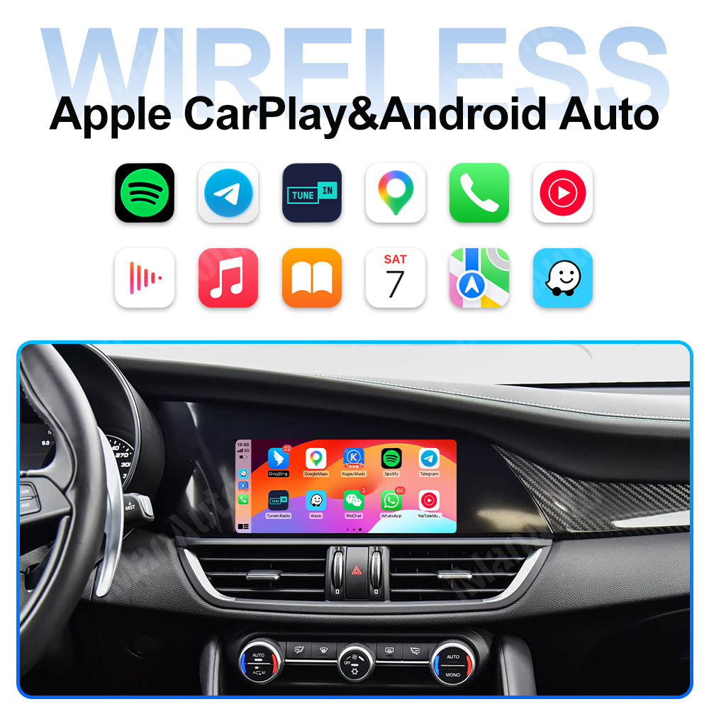 iManAuto Wireless Carplay Android Auto Module for Alfa Romeo Stelvio Giulia 2017-2019 Compatible with OEM BT Audio