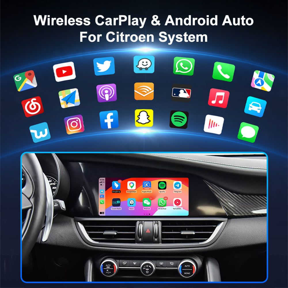 iManAuto Wireless Carplay Android Auto Module for Alfa Romeo Stelvio Giulia 2017-2019 Compatible with OEM BT Audio