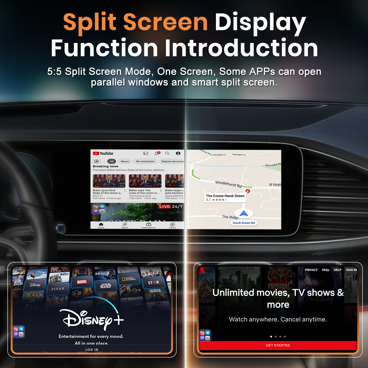 iManAuto CarPlay AI Box LED QCM6125 Android 13 Wireless CarPlay Android Auto Smart AI Box 4GLTE with SIM TF Port FOTA Upgrade 8G+128G