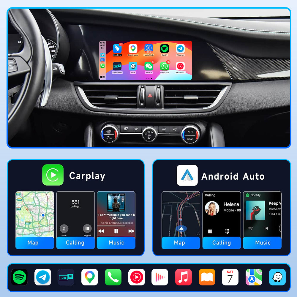 iManAuto Wireless Carplay Android Auto Module for Alfa Romeo Stelvio Giulia 2017-2019 Compatible with OEM BT Audio